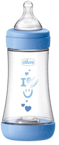 Chicco Bottle Perfect 5, anti-colic bottle 240 ml, medium flow, baby 2m+, silicone dummy, bi-function nursing bottle, 240 ml with Intui-Flow System