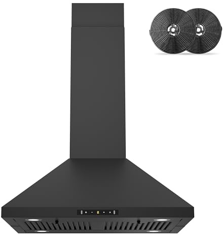 FIREGAS Island Mount Range Hood 30 Inch, 700 CFM Ducted/Ductless Convertiable Kitchen Hood, Pyramid Style Ceiling Mount Range Hood with Gesture Sensing & Touch Control,Permanent Filters, LED Lights