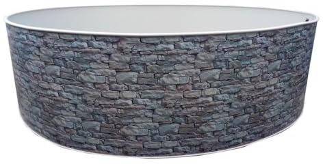 poolomio® Stahlwandpool rund 360 x 90 cm Steinoptik | Robuster Gartenpool als Aufstellbecken oder Einbaupool | Aufstellpool Komplettset mit Innenfolie 0,5 mm, Skimmer & Einlaufdüse