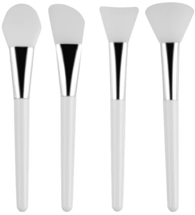 RAMGLYO 4 Stück Gesichtspinsel Fächerpinsel Fan Pinsel Gesichtsmaske weich Make-up Maske Bürsten Säure Applikator für Schlamm-Gesichtscreme (transparentem Kunststoffgriff)