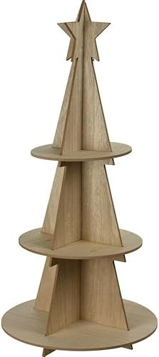 SELF IMPORT AGENCIES Etagere Xmas Tree Wood 38x79cm Multi Tiered Cottonwood Display Stand