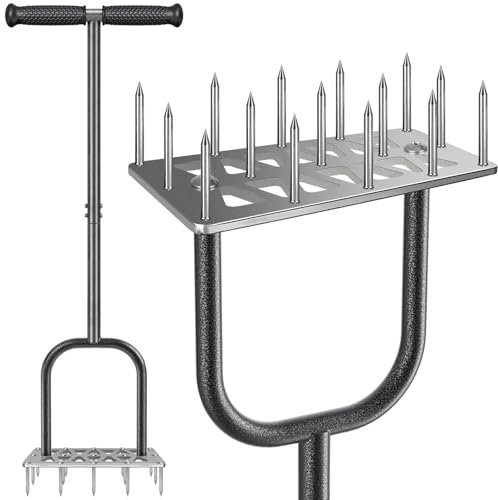 Benelabel Pico Aireador de CéSped, Aireador de CéSped Manual de 15 Yardas, Herramienta Resistente para Airear El CéSped y El Suelo, Mango para Aflojar El Suelo y Mejorar la Salud del CéSped, 89cm