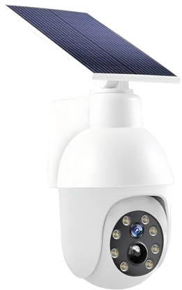 360-Degree Ultra-Bright Solar Light, Dummy CCTV Camera, Outdoor Motion Sensor Spotlight, IP66 Waterproof FloodLights, Wireless Decoy Fake PTZ Dome Security Camera for Porch Garden Patio Driveway