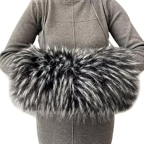 SlenyuBridal Faux Fur Hand Muffs Women Winter Warmer Fuzzy Pouch Furry Plush Arms Warmer Thickened Muffler Wedding Girl Kids Elegant Luxury Chic Fashion Party Festival Activity Black