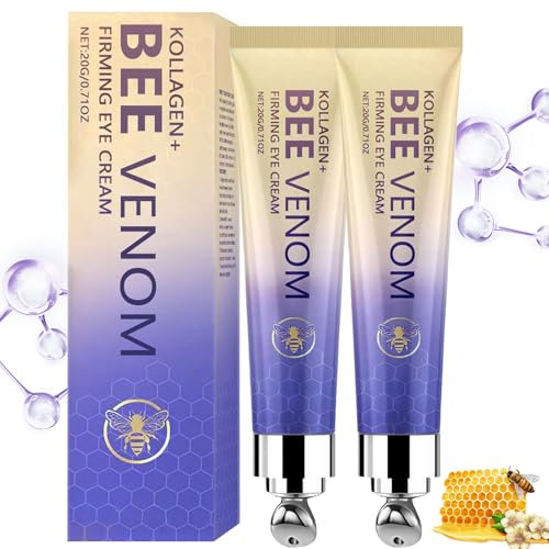 Kollagen+Bienengift Augencreme Roll, 2 Stück Bienengift Kollagen Creme, Anti-Aging Augencreme, gegen Augenringe, Falten und Schwellungen, Wake Up Augencreme für alle Hauttypen