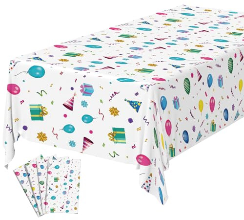 OSDUE Festdukar, 4 st vattentät engångsballong plastdekoration rektangulär festbordsfilt för picknick halloween jul bröllop födelsedag, 137 x 274 cm