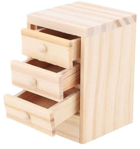 Drfeify Table de Nuit Miniature en Bois pour Maison de Poupée avec Tiroir Fonctionnel, Décoration de Chambre Idéale pour Les Collections de Maisons de Poupée