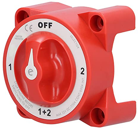 FILFEEL 4-läges Batteribrytare med IP66-klassificering för Husbilar och Yachter, 32V 350A Strömbrytare (Röd)