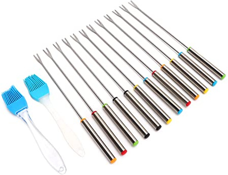 RASTKY Tenedores de Fondue de Acero Inoxidable, Palitos de Fondue Duraderos y Resistentes Al Calor de 24cm para Cenas, Utensilios de Cocina