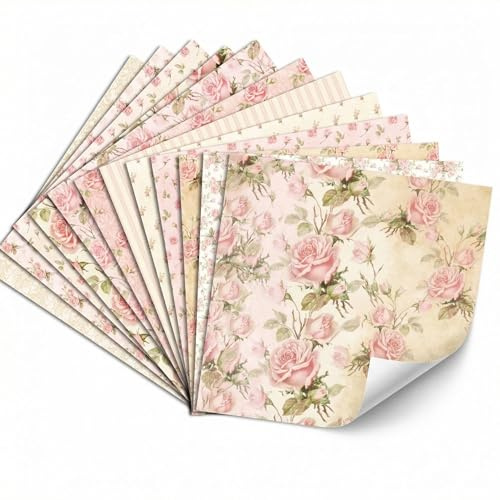Scrapbook Paper - 12 Sheets 6x6 Inch Premium Floral Patterned Sheets for Card Making, Decoupage, Gift Wrapping, Junk Journal, DIY Crafts | Acid-Free, Fade-Resistant Craft Paper Pads