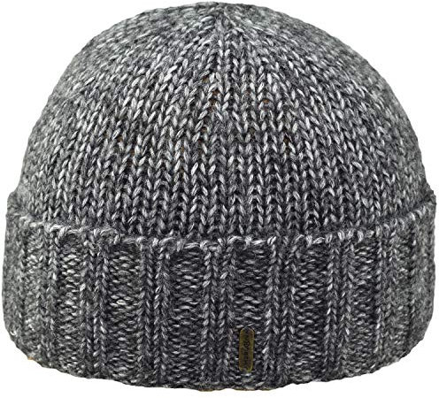 Recycelte Umschlagmütze Strickmütze Beanie Wintermütze Damen - Made in Italy mit Futter, Umschlag, Umschlag Herbst-Winter (grau)