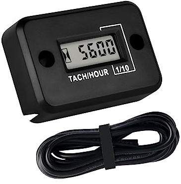 Runleader Digitaler Mini-Drehzahlmesser,TOT-Stunden akkumulieren,Echtzeit-Drehzahlanzeige,Batteriebetrieb für ZTR-Rasenmäher-Traktorgenerator Außenborder ATV-Kettensäge Marine-Schneefräse. (schwarz)