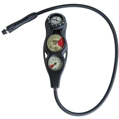 SCUBAPRO 3-Gauge Inline Scuba Diving Console with Pressure Gauge, Depth Gauge, and FS-1.5 Compass, Metric Display