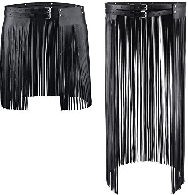 CHIC DIARY 2 Stück Fransen Taillengürtel Damen Gothic Punk Gürtel für Kleid Jeans Hip Hop Hüftgürtel Quaster Rock Schwarz