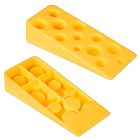 Relaxdays Türkeil, 2er Set, Käse Design, Türstopper für Boden, Kunststoff, rutschfest, HxBxT: 3 x 5,5 x 13 cm, gelb