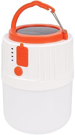 EXTRASTAR LED-Campinglampe, wiederaufladbar, tragbar, solarbetrieben, mit 5 Leuchtmodi, IP44, wasserdicht, 300 Lumen, für Camping, Wandern, Angeln, Notfall