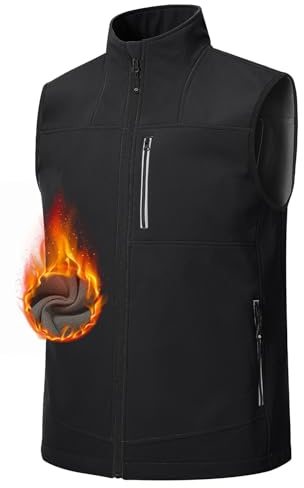 MoFiz Men's Lightweight Softshell Outwear Vest, Windproof Sleeveless Jacket for Running, Hiking, Cycling, Walking Black XX-Large
