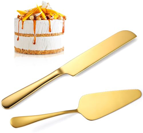 Gold Tortenheber Set Edelstahl Gold Hochzeits Tortenmesser und Server Set Gold Cake Server Kuchenschaufel Hochzeit Tortenheber Edelstahl Tortenheber für Hochzeit, Party, Geburtstag, Brot,Kuchen, Pizza
