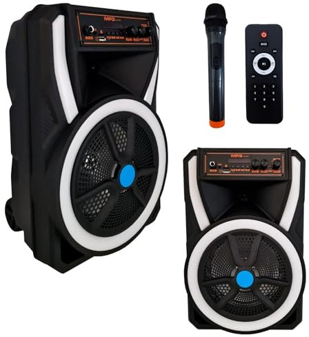 Speaker Wireless Bluetooth Portatile con Microfono Impianto Audio Cassa Attiva con Effetti di Luce Rgb MP3 USB/SD Batteria Ricaricabile Suono Pulito Equalizzatore (80W 8)