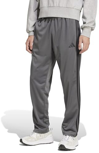 Adidas Mens 3-Stripes Tricot Regular Fit Open Hem Sportswear Track Pants, Solid Grey, Medium/Tall