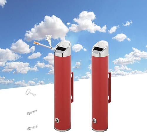 2PCS Wandaschenbecher Für Draußen, Wandaschenbecher Für Draußen, Wand-Aschenbecher Edelstahl Outdoor Zigaretten-Aschenbecher Creative Public Smokeless Ash Tray Smoking Receptacles Abschließbar ( Color