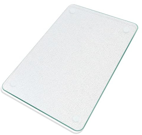 KimiDitt Tagliere in vetro temperato, 30,5 x 40,6 cm, per bancone della cucina, vetro smerigliato di grandi dimensioni, con piedini antiscivolo, resistente ai graffi, resistente al calore