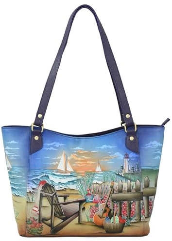 Anuschka Damen 7583 Große Tragetasche, handbemalte Handtasche aus echtem Leder, Sommerabend, Einheitsgröße