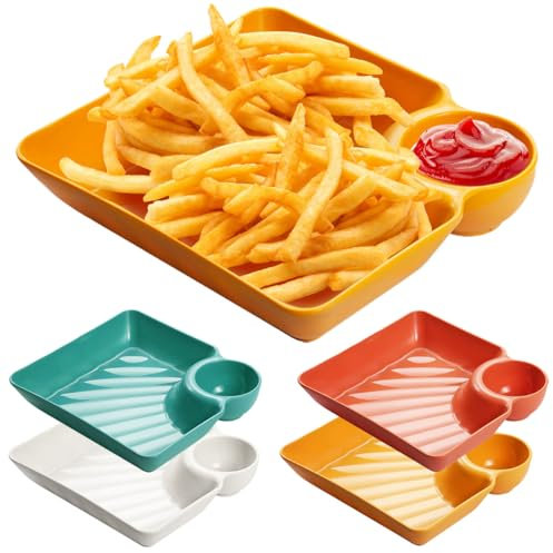 Orrdiffi Platos Aperitivos 4 Cuencos para Aperitivos Plato de Snacks de Plástico para Servir 18.3 x 17 cm, plato de Aperetivos