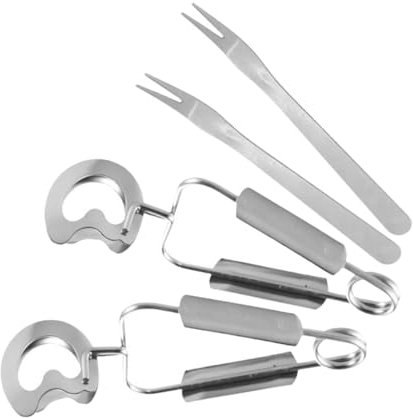 TOPBATHY 4pcs Stainless Steel Food Clamp Tongs and Carving Forks Set Non-Slip Mini Kitchen Utensils for Serving Appetizers Seafood Salad Cooking