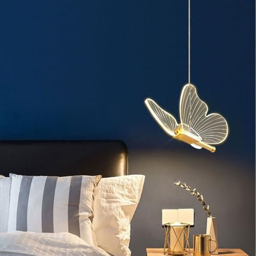 LIGKIN Lampada a Sospensione a LED 6W Farfalla Creativa Lampadario Scandinavo 3000K Luce Calda Lampada da Soffitto LED Acrilico Plafoniera per Corridoio Camera da Letto Soggiorno