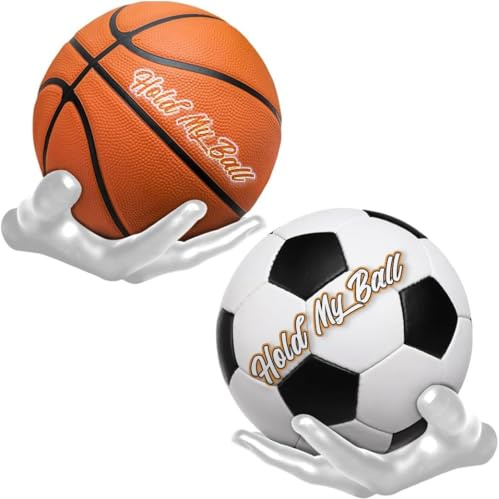 TenaLucy Supporto da Parete A Mano per Palline,Porta Palloni da Muro Supporto da Parete per Pallacanestro Supporto per Palla A Mano Supporto per Palla da Parete Supporti da Parete (Bianco)
