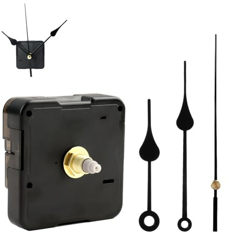 Meccanismo Orologio da Parete Silenzioso con Lancette, Movimento al Quarzo con Albero da 16mm per Pannelli 4-6mm, Kit Fai-da-Te per Riparazione o Creazione Orologi da Parete, Alta Precisione