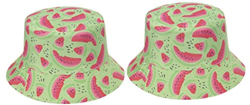 BESPORTBLE 2 Stück Wassermelonen-Eimer-Hut Fischerhut Damen Strand Melonenhut Sonne Sommer Schatten Eimerhut Im Freien Bucket Hats Für Teenager Bucket Hat Frauen Eimerhüte Polyester Green