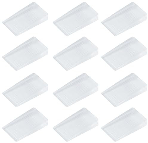 HoAhaMay 12 pcs Cuñas para muebles, cuñas de goma para puertas,cuñas de plástico antideslizantes ajustables para puertas de baños,balcones,nivelación y fijación de muebles tambaleantes (transparente)