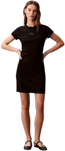 Calvin Klein SS Monologo Baby Rib Mini Dress Lv047f241g Vestidos Mujer