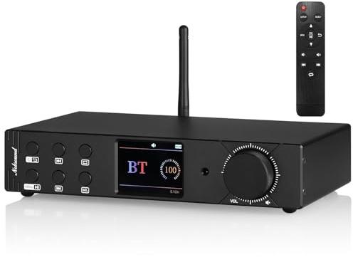 Nobsound 5.1-Kanal Bluetooth Verstärker: Heimkino HiFi Surround Sound Verstärker mit DSP – Optische/Koaxial-/USB-Eingänge und DSD256-Unterstützung – OLED-Display & Remote