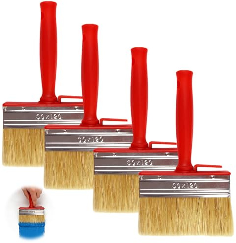LYPPUL 4 unidades de pintura de superficie, 120 mm x 30 mm, cerdas de plástico, pincel de pared, pincel de pintura, pincel ancho para pinturas con disolventes, aceite de madera, barnices, pintura de