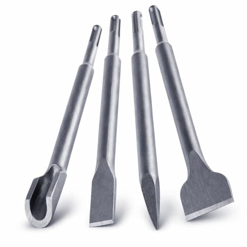 Topolenashop Set Da 4 punte da trapano SDS-Plus, punte per trapano con mezzi punta e punta piatta per mattoni, cemento, pietra, calcestruzzo e muratura, accessori per martello perforatore VHT02652