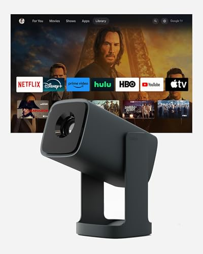 Wanbo Cube 1 Pro Smart Projektor mit Android TV & Google Play - Kompakter tragbarer Mini-Projektor und Bluetooth-Lautsprecher 8W, Keystone-Korrektur, Heimkino für kleine Räume, Schlafzimmer