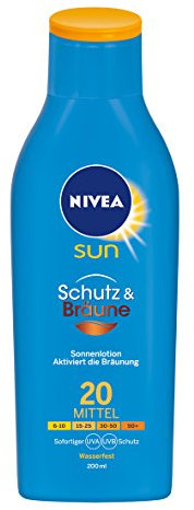 NIVEA Sun Protect und Bronze Lotion LSF 20, Sonnenschutz, 200 ml