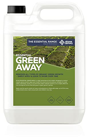 StoneCare4U Green Away - 5 Litre - Algae & Green Growth Remover for Patio, Path & Driveway - Outdoor Cleaner for Natural Stone, Concrete, Brickwork, Masonry, Sandstone, Limestone, Slate & More