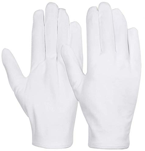 12 Pairs White Cotton Gloves for Dry Hands Eczema SPA Moisturizing, Work Glove Liners for Serving Costume Inspection