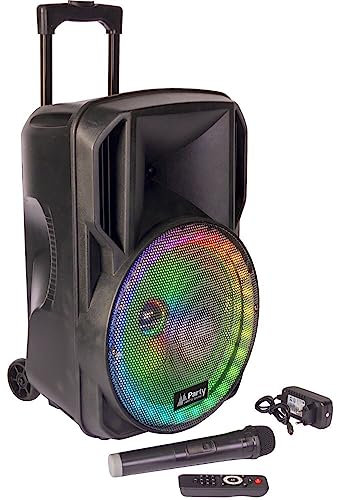 PARTY LIGHT & SOUND - PARTY-12RGB - Enceinte sur Batterie 12”/30cm de 700W avec 1 Micro VHF sans Fil et Effet Lumineux sur Le woofer - Bluetooth, USB, Micro SD et AUX - Noir