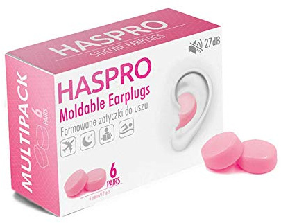 HASPRO [6-par-förpackning] Mjuka öronproppar av silikon för sömn, simning och bad, anti-snarkning, brusreducerande återanvändbara öronproppar. Vuxna och barn