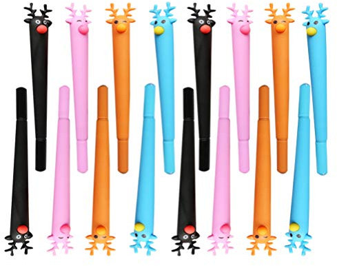 NUOBESTY 24 StüCk Weihnachtskugelschreiber in Hirschform, Cartoon-Tier-Kugelschreiber FüR BüRo, Schule, Studenten, Schreibwaren, Schreiben, 0,5 Mm