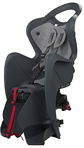 b bellelli Mr Fox - Seggiolino Bici Posteriore - Attacco Easy Dream: Si inclina di 15° - Si Fissa al Portapacchi - dai 9 Mesi ai 8 Anni - Max 15 kg - Colore Dark Grey Versione Luxury