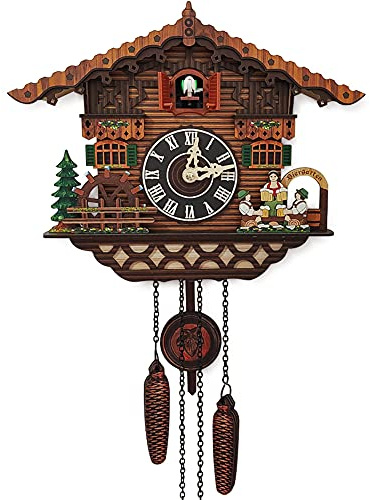 JOONIEHOUSE Traditional Black Forest Cuckoo Clock, Newly Wood Coo Coo Clock Decorative Wall Clock with Pendulum and Chiming Function - Perfect Wall Clocks for Home Livingroom Decor
