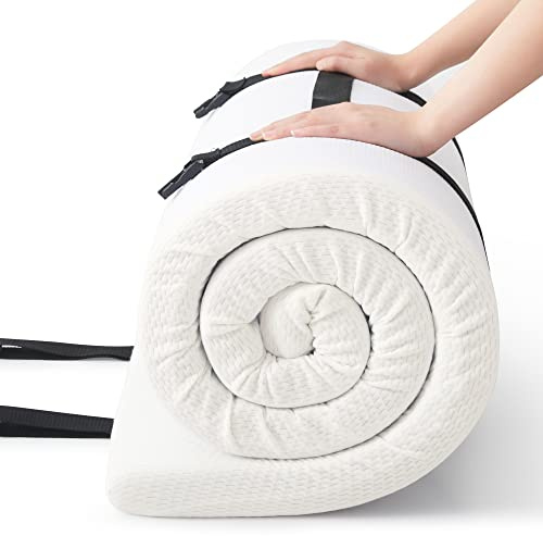 Jamdok Cubrecolchón para Cuna, colchón de Camping, tapete Plegable portátil, colchón Enrollable, colchón Estrecho Individual de Alta Densidad ventilado (75 x 30 x 2 Pulgadas)