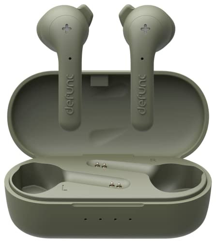 Defunc True Basic IPX4 Bluetooth 5.0 impermeabile Cuffie intrauricolari senza fili con microfono incorporato, lunga durata di riproduzione e custodia di ricarica (verde)