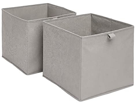 OHS Set of 2 Fabric Storage Cubes Home Organiser Toys Clothing Bathroom Pop Up Collapsible Foldable Storage Baskets Space Saving Cube Storages, Charcoal Grey